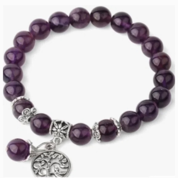 CJSA Natural Stone Amethyst Strand Bracelet - Picture 1 of 6